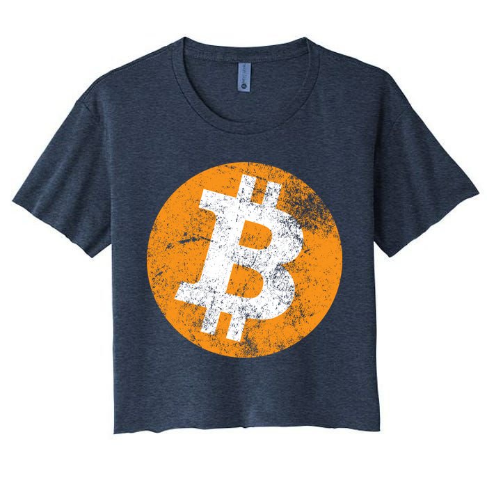 Vintage Distressed Bitcoin Logo Women's Crop Top Tee