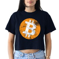 Vintage Distressed Bitcoin Logo Women's Crop Top Tee
