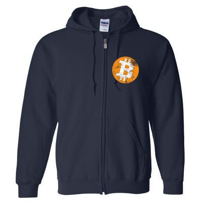 Vintage Distressed Bitcoin Logo Full Zip Hoodie