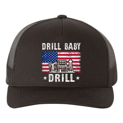 Vintage Drill Baby Drill American Flag Trump Funny Political Yupoong Adult 5-Panel Trucker Hat