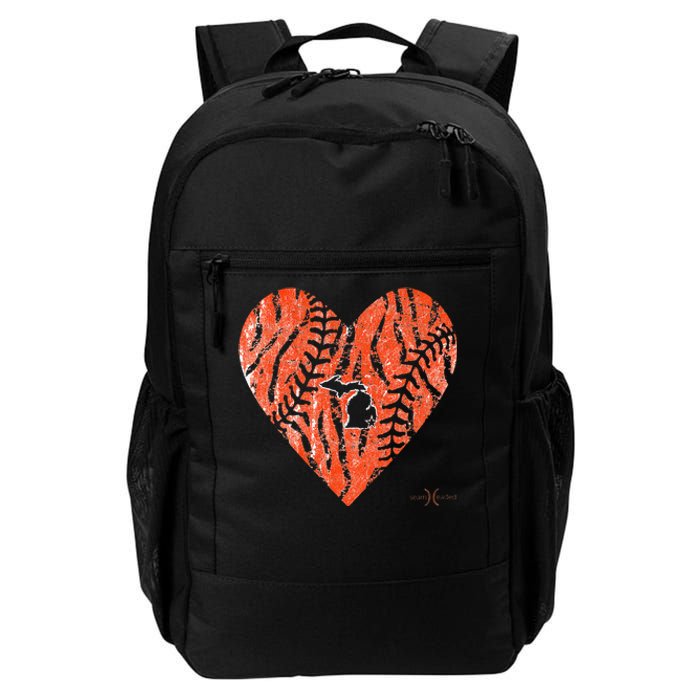 Vintage Detroit Baseball Heart with Tiger Stripes Daily Commute Backpack