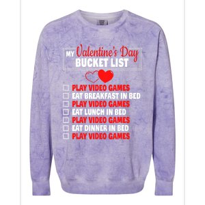 Valentines Day Bucket List Funny Video Games Gamer Boy Colorblast Crewneck Sweatshirt