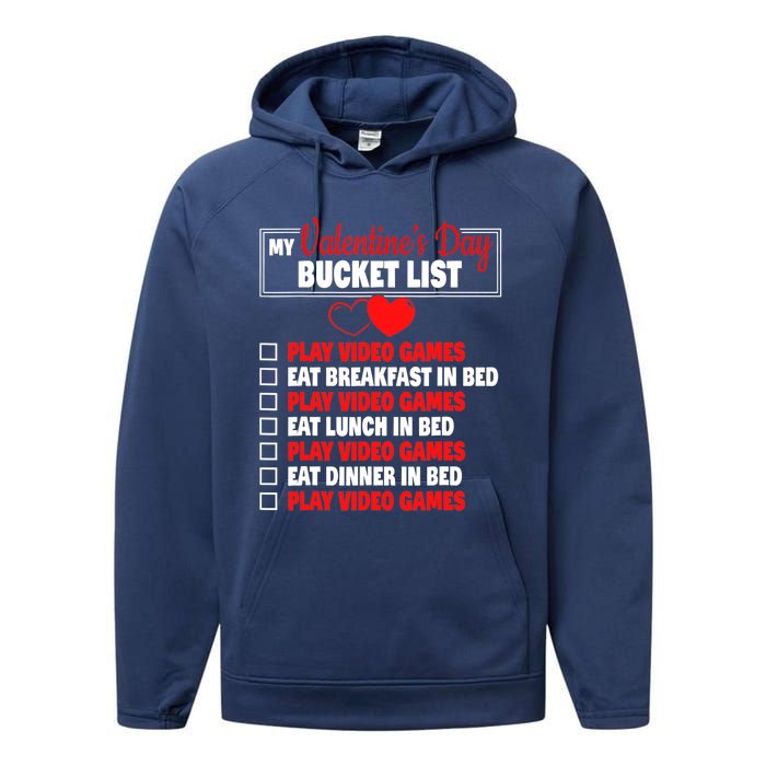 Valentines Day Bucket List Funny Video Games Gamer Boy Performance Fleece Hoodie