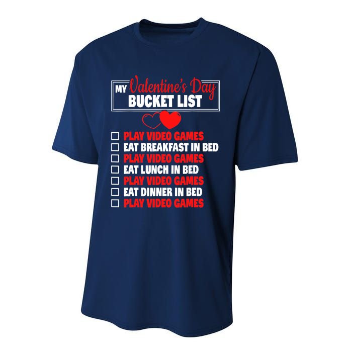 Valentines Day Bucket List Funny Video Games Gamer Boy Performance Sprint T-Shirt