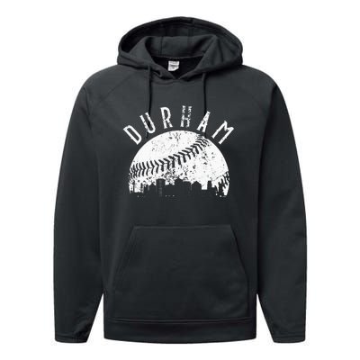 Vintage Durham Baseball Skyline Apparel Performance Fleece Hoodie