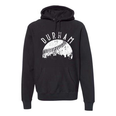 Vintage Durham Baseball Skyline Apparel Premium Hoodie