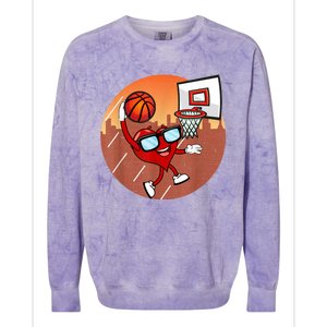 Valentines Day Basketball Heart Dunking Ball Colorblast Crewneck Sweatshirt