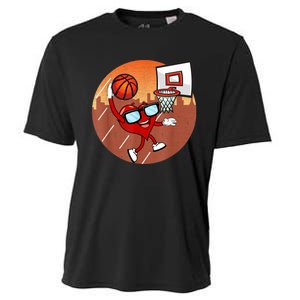 Valentines Day Basketball Heart Dunking Ball Cooling Performance Crew T-Shirt