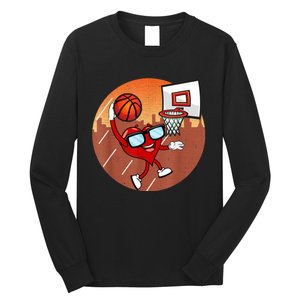 Valentines Day Basketball Heart Dunking Ball Long Sleeve Shirt