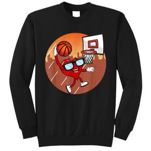 Valentines Day Basketball Heart Dunking Ball Sweatshirt