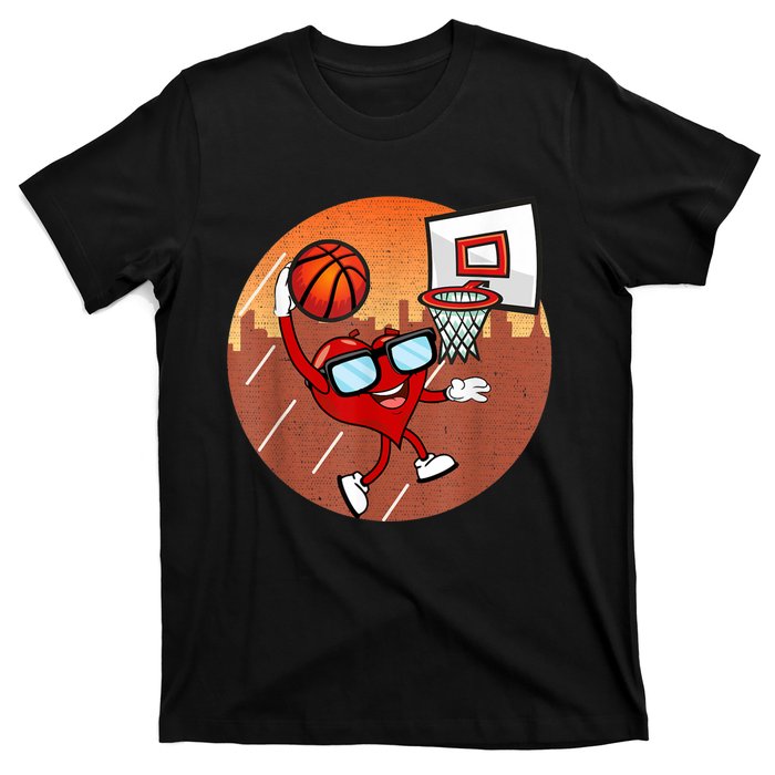 Valentines Day Basketball Heart Dunking Ball T-Shirt