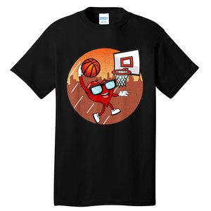 Valentines Day Basketball Heart Dunking Ball Tall T-Shirt