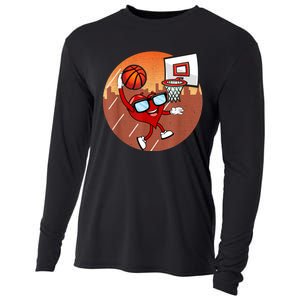 Valentines Day Basketball Heart Dunking Ball Cooling Performance Long Sleeve Crew