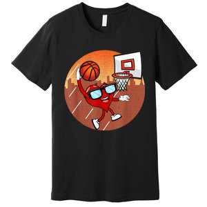 Valentines Day Basketball Heart Dunking Ball Premium T-Shirt