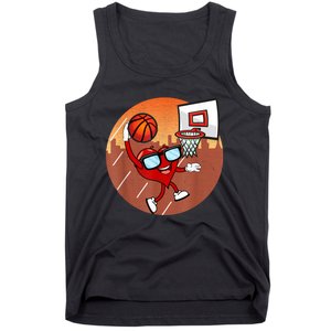 Valentines Day Basketball Heart Dunking Ball Tank Top