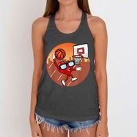 Valentines Day Basketball Heart Dunking Ball Women's Knotted Racerback Tank