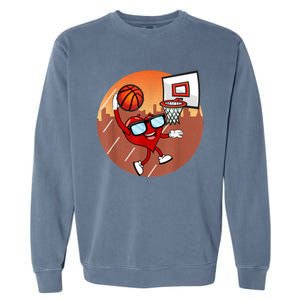 Valentines Day Basketball Heart Dunking Ball Garment-Dyed Sweatshirt