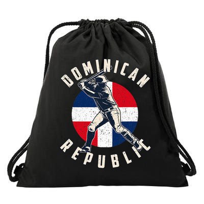 Vintage Dominican Baseball Batter Dominican Drawstring Bag