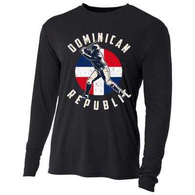 Vintage Dominican Baseball Batter Dominican Cooling Performance Long Sleeve Crew