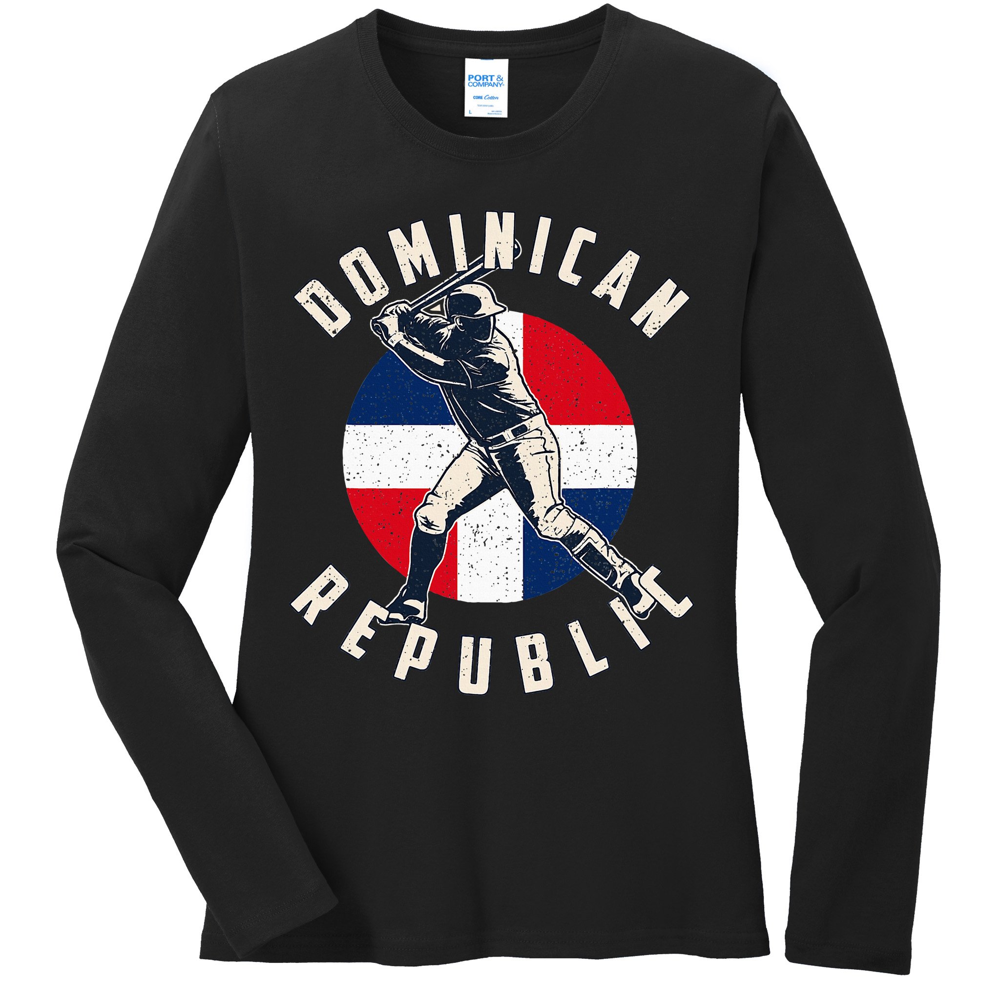 Vintage Dominican Baseball Batter Dominican Ladies Long Sleeve Shirt