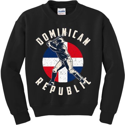 Vintage Dominican Baseball Batter Dominican Kids Sweatshirt