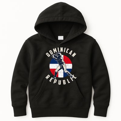 Vintage Dominican Baseball Batter Dominican Kids Hoodie