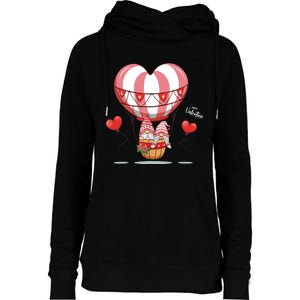 Valentines Day Balloon With Gnome Baby Boy Valentines Day Womens Funnel Neck Pullover Hood