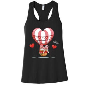 Valentines Day Balloon With Gnome Baby Boy Valentines Day Women's Racerback Tank