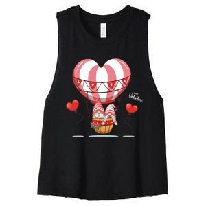 Valentines Day Balloon With Gnome Baby Boy Valentines Day Women's Racerback Cropped Tank