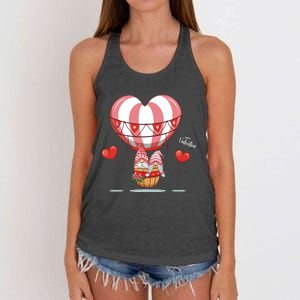 Valentines Day Balloon With Gnome Baby Boy Valentines Day Women's Knotted Racerback Tank