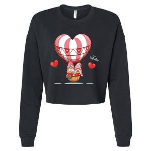 Valentines Day Balloon With Gnome Baby Boy Valentines Day Cropped Pullover Crew