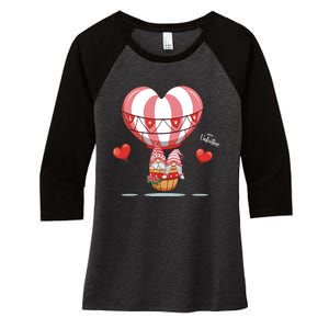 Valentines Day Balloon With Gnome Baby Boy Valentines Day Women's Tri-Blend 3/4-Sleeve Raglan Shirt