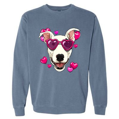 Valentines Day Bull Terrier Heart Couples Love Day Dog Lover Cool Gift Garment-Dyed Sweatshirt