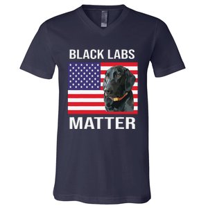 Veterans Day Black Labs Lives Matter Parody Labrador Dog V-Neck T-Shirt