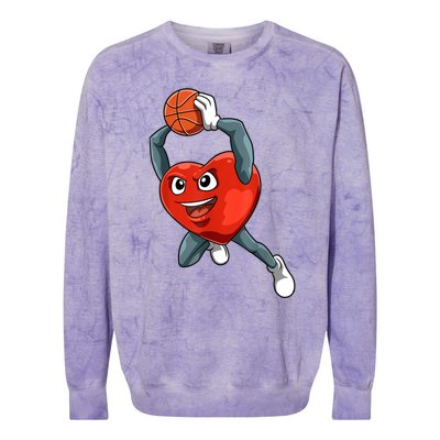 ValentineS Day Basketball Heart Basketball Valentines Colorblast Crewneck Sweatshirt