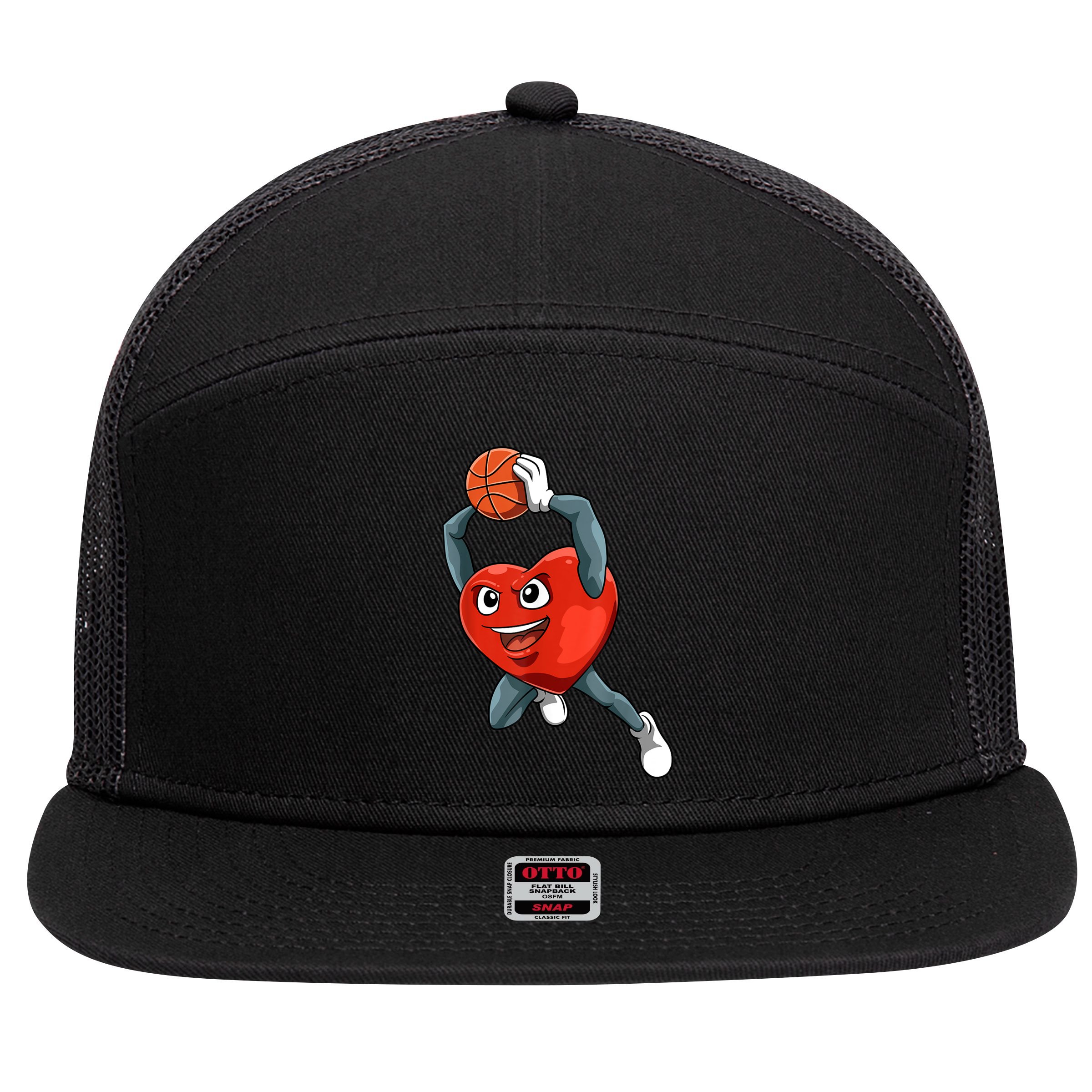 ValentineS Day Basketball Heart Basketball Valentines 7 Panel Mesh Trucker Snapback Hat