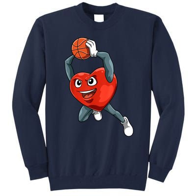 ValentineS Day Basketball Heart Basketball Valentines Tall Sweatshirt