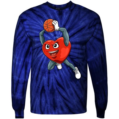 ValentineS Day Basketball Heart Basketball Valentines Tie-Dye Long Sleeve Shirt