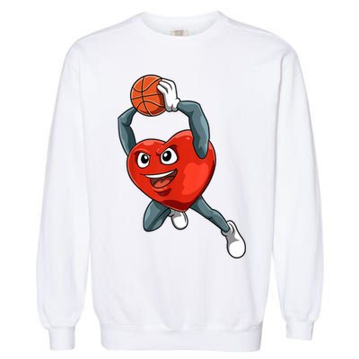 ValentineS Day Basketball Heart Basketball Valentines Garment-Dyed Sweatshirt