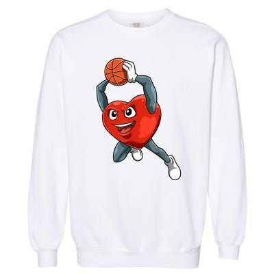 ValentineS Day Basketball Heart Basketball Valentines Garment-Dyed Sweatshirt