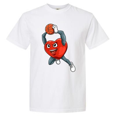 ValentineS Day Basketball Heart Basketball Valentines Garment-Dyed Heavyweight T-Shirt