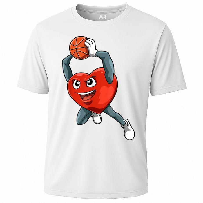 ValentineS Day Basketball Heart Basketball Valentines Cooling Performance Crew T-Shirt