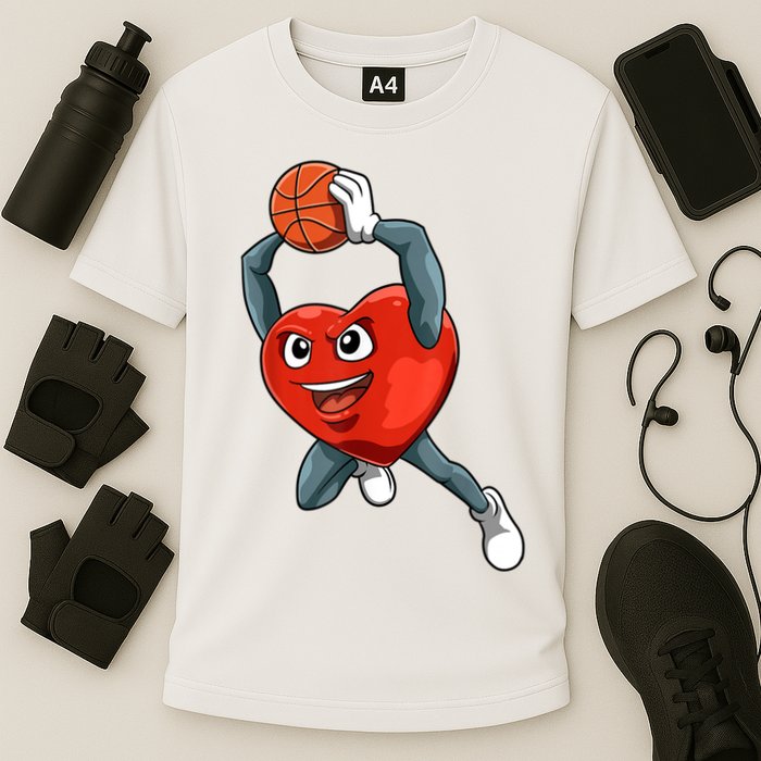 ValentineS Day Basketball Heart Basketball Valentines Cooling Performance Crew T-Shirt