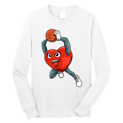 ValentineS Day Basketball Heart Basketball Valentines Long Sleeve Shirt