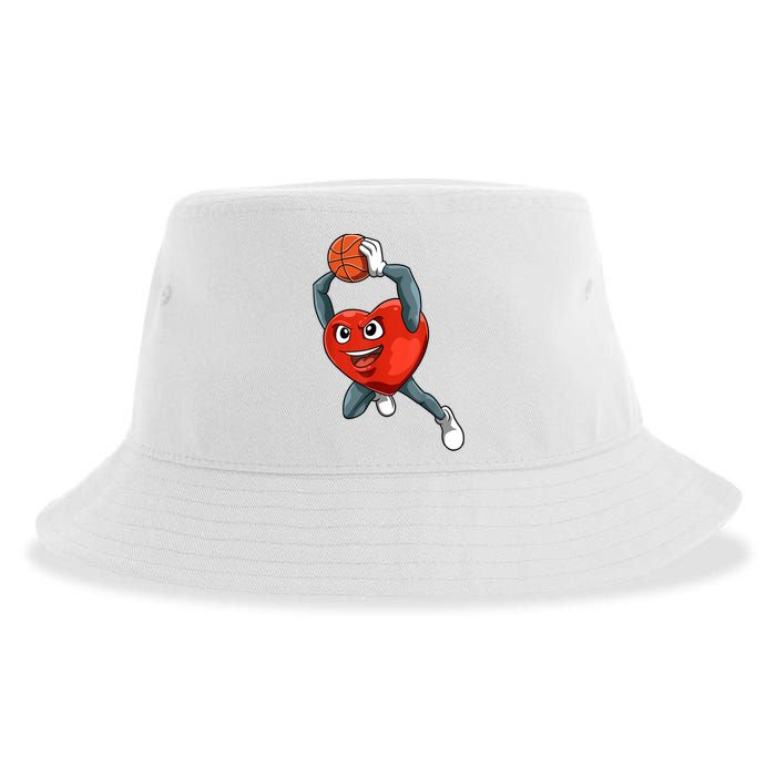 ValentineS Day Basketball Heart Basketball Valentines Sustainable Bucket Hat