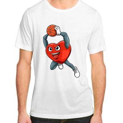 ValentineS Day Basketball Heart Basketball Valentines Adult ChromaSoft Performance T-Shirt