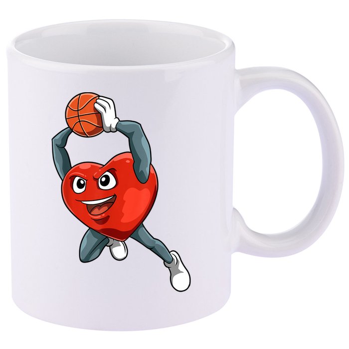 ValentineS Day Basketball Heart Basketball Valentines 11oz C Handle Ceramic Mug