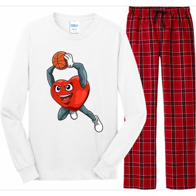 ValentineS Day Basketball Heart Basketball Valentines Long Sleeve Pajama Set