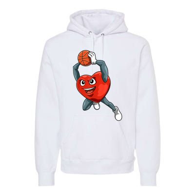 ValentineS Day Basketball Heart Basketball Valentines Premium Hoodie