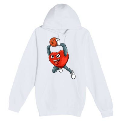 ValentineS Day Basketball Heart Basketball Valentines Premium Pullover Hoodie